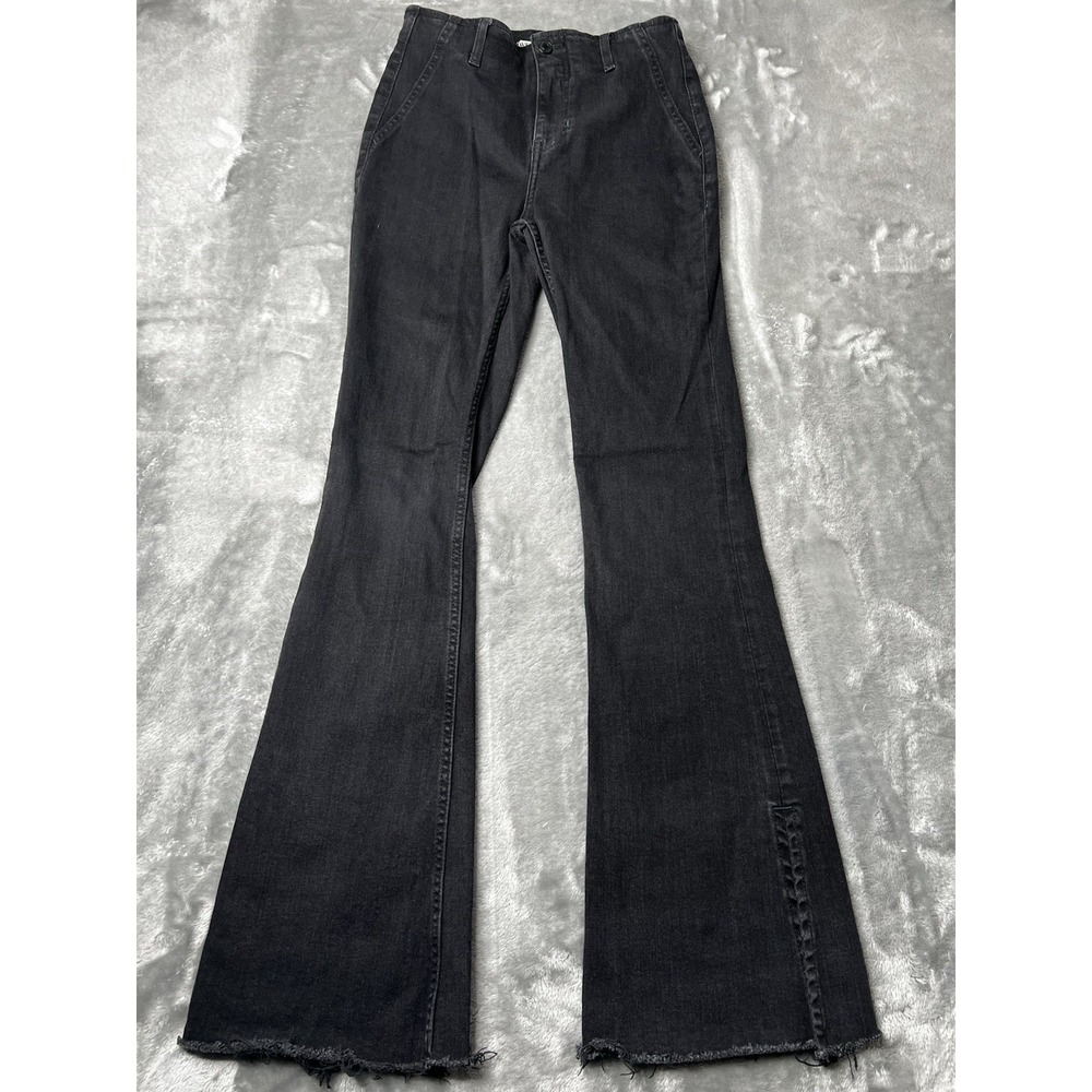 We The Free Women Size 29 Black Flare Jeans Raw Hem Y2K Free People